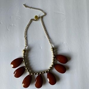 NEW Lovely brown teardrop beads w/gold beaded necklace, Fits up to 22” neckline